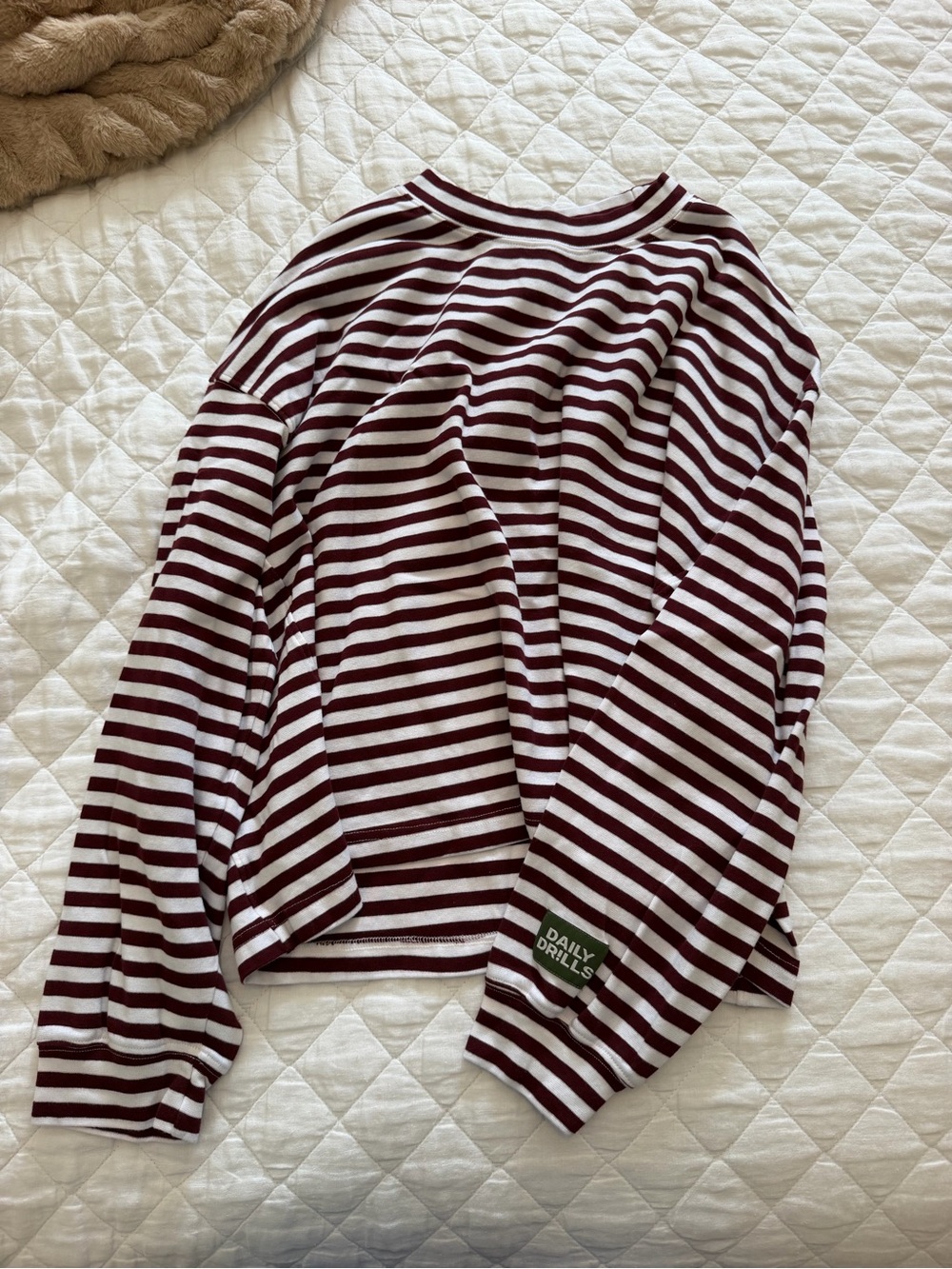 Daily Drills Burgundy and White Striped Sweatshirt